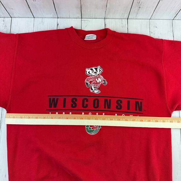 VTG Santee Red Heavyweight 1999 Rose Bowl Wisconsin Badgers Sweatshirt Large - Picture 15 of 16